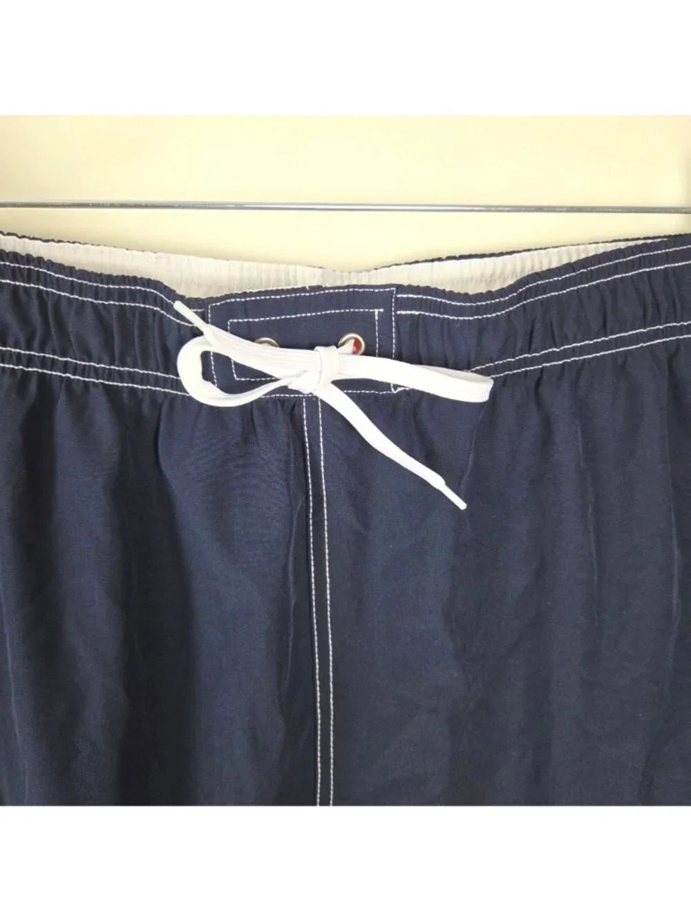 Mens XXL Navy Blue Swim Trunks with Side Pocket & Drawstring Elastic Waist